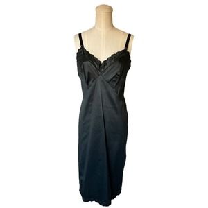 Vintage Stoneswear Black Lace Lingerie Slip Dress Goth Fairy Whimsygoth 38 Large